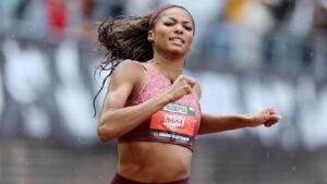 American Olympic champion Gabby Thomas followed and heckled by gambler at Grand Slam Track meet