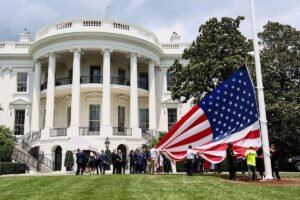 ‘The best poles anywhere in the country’: Trump installs gigantic US flags at the White House