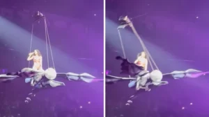 Katy Perry nearly plummets from floating butterfly as giant prop malfunctions during her show